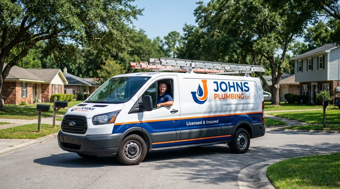 Johns Plumbing LLC service van in Hyde Park, NY