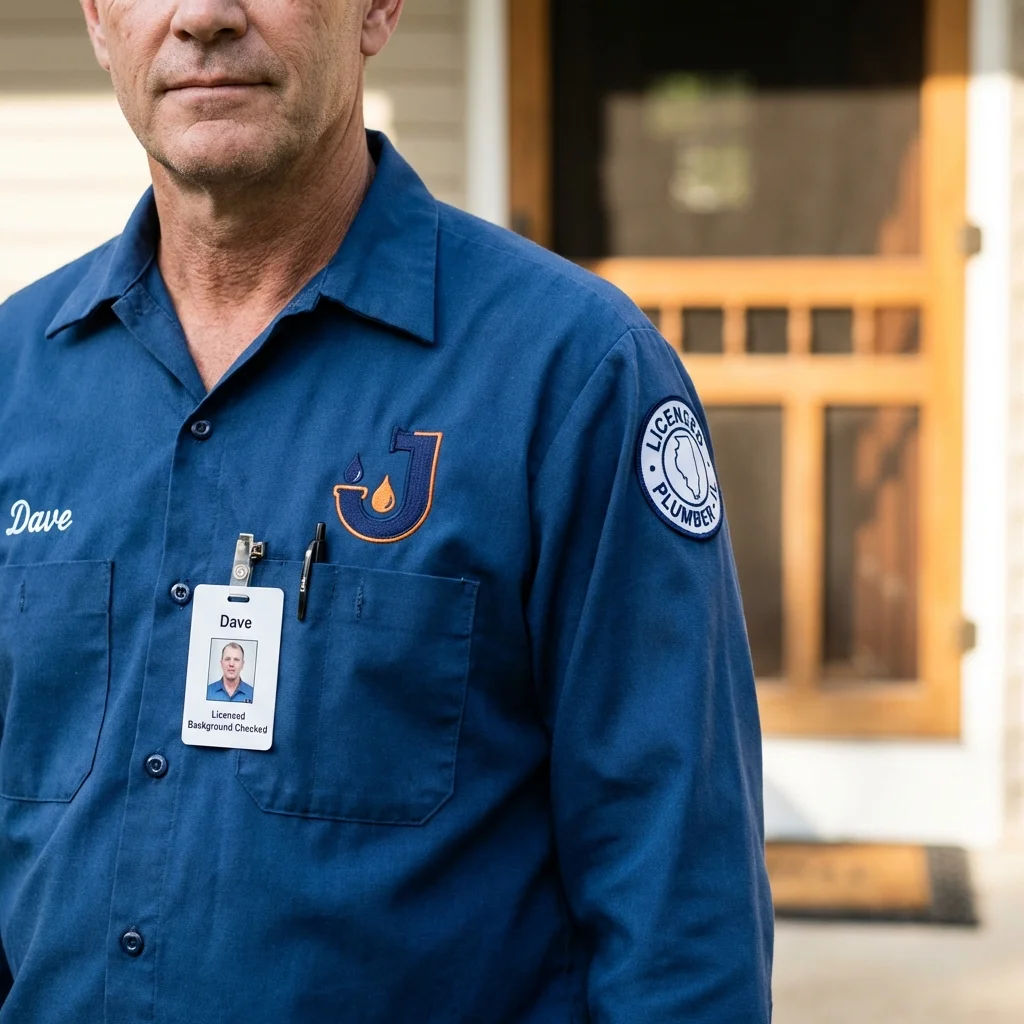 Licensed plumber showing ID badge in Hyde Park, NY