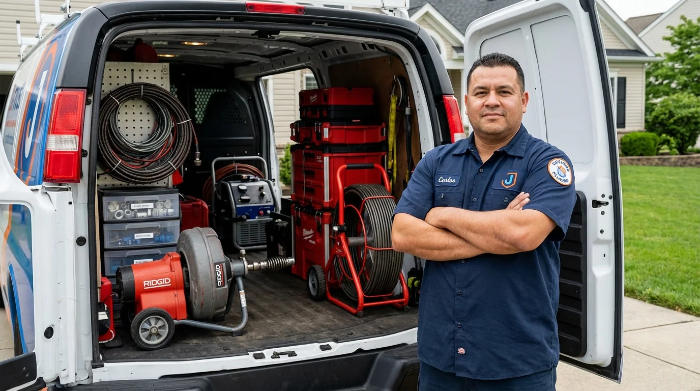 Professional drain cleaning equipment and Johns Plumbing LLC plumber in Hyde Park