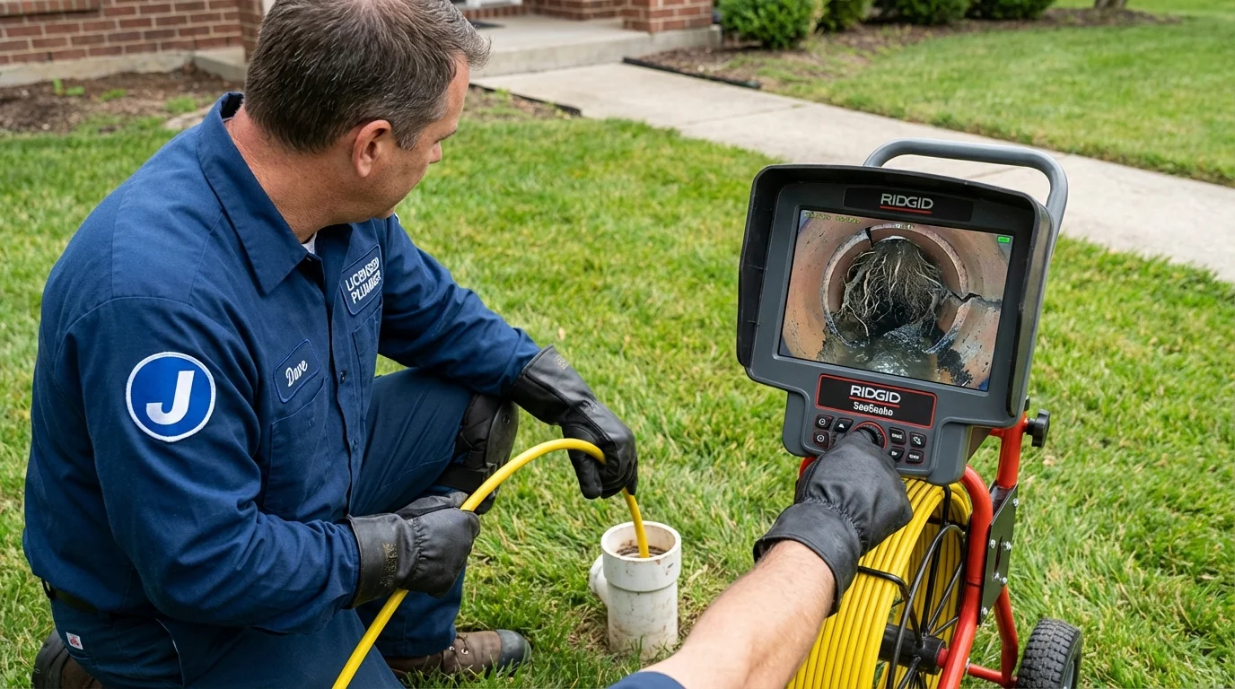 Sewer camera inspection being performed by Johns Plumbing LLC in Hyde Park